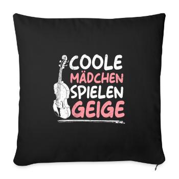 Musician Cool girls play violin - Sofa pillowcase 17,3'' x 17,3'' (45 x 45 cm) - black - Front