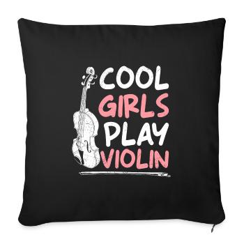 Musician Cool girls play violin - Sofa pillowcase 17,3'' x 17,3'' (45 x 45 cm) - black - Front