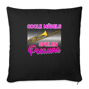 Musician Cool girls play trombone - Sofa pillowcase 17,3'' x 17,3'' (45 x 45 cm) - black - Front