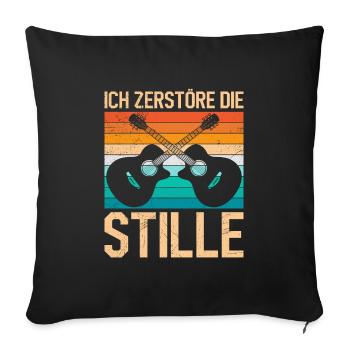 Je détruis le silence Je joue de la guitare - Housse de coussin décorative 45 x 45 cm - noir - Devant