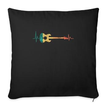 Musicien Professeur de musique mon cœur bat pour guitare - Housse de coussin décorative 45 x 45 cm - noir - Devant