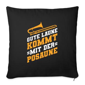 L’humeur vient avec le trombone - Housse de coussin décorative 45 x 45 cm - noir - Devant