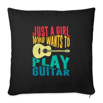 Musician Only a girl who likes to play guitar - Sofa pillowcase 17,3'' x 17,3'' (45 x 45 cm) - black - Front
