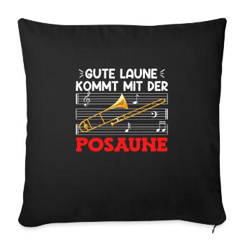 L’humeur du musicien vient avec le trombone - Housse de coussin décorative 45 x 45 cm - noir - Devant