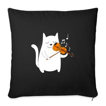 Musicien avec chat je joue du violon - Housse de coussin décorative 45 x 45 cm - noir - Devant