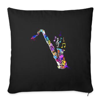 Jazz Band Orchestra I play the saxophone - Sofa pillowcase 17,3'' x 17,3'' (45 x 45 cm) - black - Front