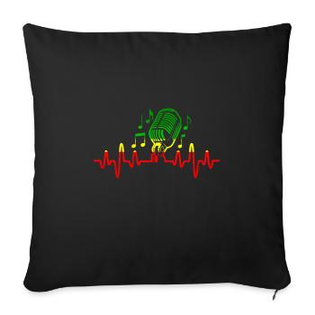 Heartbeat Reggae Music J'aime les notes de musique - Housse de coussin décorative 45 x 45 cm - noir - Devant