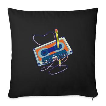 Enregistrer des chansons radio cassette enregistreur cassette - Housse de coussin décorative 45 x 45 cm - noir - Devant