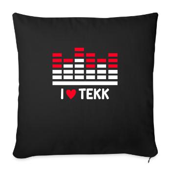 Club DJ Musique J'aime TEKK Techno - Housse de coussin décorative 45 x 45 cm - noir - Devant