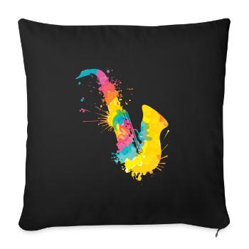 Jazz Band Orchester Musik Ich spiele Saxophon - Sofakissenbezug 45 x 45 cm - Schwarz - Vorne