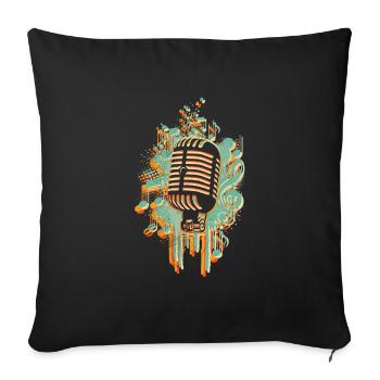 I love music microphone singing notes - Sofa pillowcase 17,3'' x 17,3'' (45 x 45 cm) - black - Front