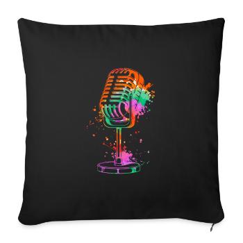 Microphone je suis un chanteur je suis un chanteur chante - Housse de coussin décorative 45 x 45 cm - noir - Devant