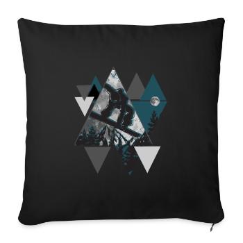 Snowboard Snow Mountain - Housse de coussin décorative 45 x 45 cm - noir - Devant