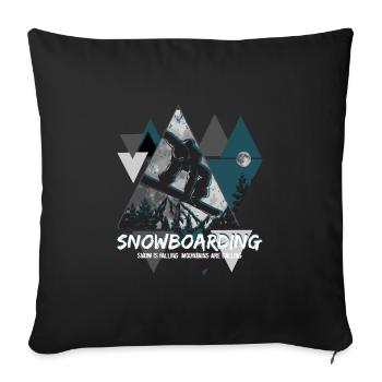 La neige des planchistes tombe des montagnes appellent - Housse de coussin décorative 45 x 45 cm - noir - Devant