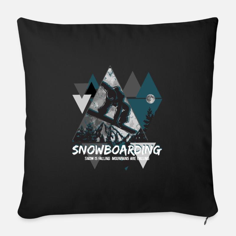 Snowboarder snow is falling mountains are calling - Sofakissenbezug 45 x 45 cm - Schwarz