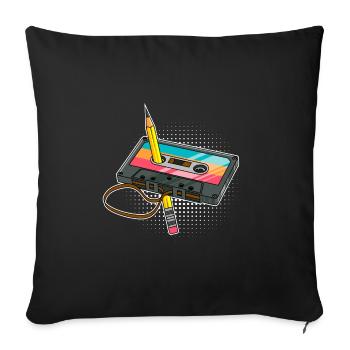 Je suis rétro vintage j’écoute des cassettes - Housse de coussin décorative 45 x 45 cm - noir - Devant