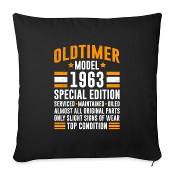 Modèle de voiture classique 1963 60 ans 60e anniversaire - Housse de coussin décorative 45 x 45 cm - noir - Devant