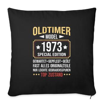 Oldtimer 1973 alle Teile original 50. Geburtstag - Sofakissenbezug 45 x 45 cm - Schwarz - Vorne