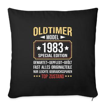 1983 Oldtimer alle Teile original 40 Jahre - Sofakissenbezug 45 x 45 cm - Schwarz - Vorne