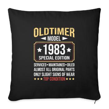 1983 Oldtimer alle Teile original 40 Jahre - Sofakissenbezug 45 x 45 cm - Schwarz - Vorne