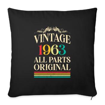 60e anniversaire toutes les pièces d’origine 60 ans - Housse de coussin décorative 45 x 45 cm - noir - Devant