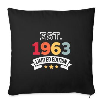 60e anniversaire Original 1963 60 ans - Housse de coussin décorative 45 x 45 cm - noir - Devant
