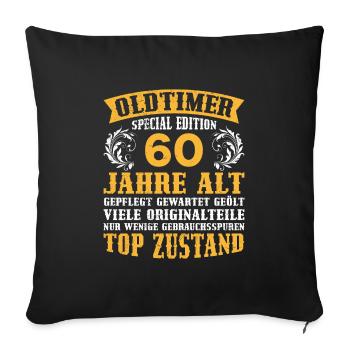 Oldtimer 60 Jahre alt 60. Geburtstag - Sofakissenbezug 45 x 45 cm - Schwarz - Vorne