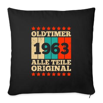 60. Geburtstag alle Teile original 60 Jahre - Sofakissenbezug 45 x 45 cm - Schwarz - Vorne