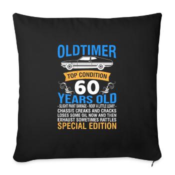 Voiture classique 60 ans 60e anniversaire - Housse de coussin décorative 45 x 45 cm - noir - Devant