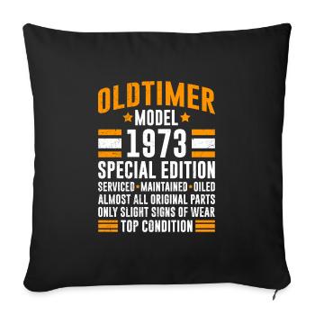 Oldtimer 1973 alle Teile original 50. Geburtstag - Sofakissenbezug 45 x 45 cm - Schwarz - Vorne