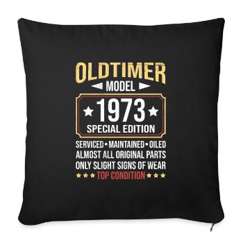 Oldtimer 1973 alle Teile original 50. Geburtstag - Sofakissenbezug 45 x 45 cm - Schwarz - Vorne