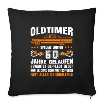 60. Geburtstag alle Teile original 60 Jahre - Sofakissenbezug 45 x 45 cm - Schwarz - Vorne