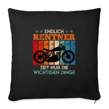 Motorradfahrer in Rente Renteneintritt - Sofakissenbezug 45 x 45 cm - Schwarz - Vorne