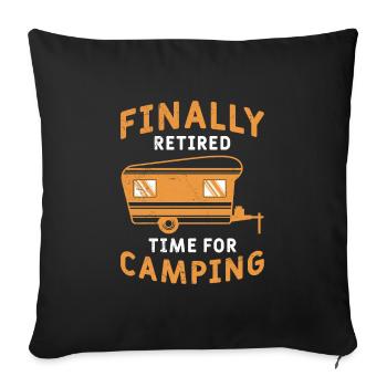Retraite de caravane de retraités - Housse de coussin décorative 45 x 45 cm - noir - Devant