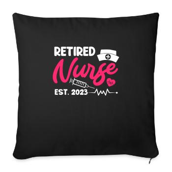 Une infirmière prendra sa retraite en 2023 - Housse de coussin décorative 45 x 45 cm - noir - Devant