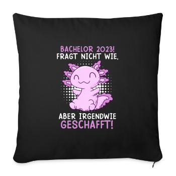 Bachelor 2023 irgendwie geschafft - Sofakissenbezug 45 x 45 cm - Schwarz - Vorne