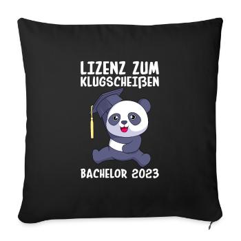 Bachelor 2023 Lizenz zum Klugscheißen - Sofakissenbezug 45 x 45 cm - Schwarz - Vorne