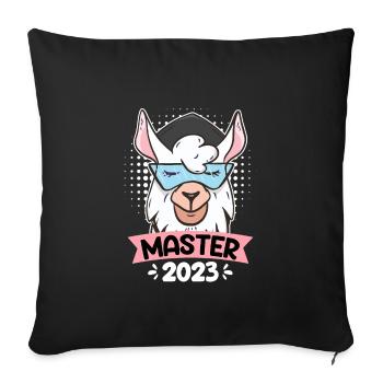 Alpaca with Master Hat Master Degree 2023 - Sofa pillowcase 17,3'' x 17,3'' (45 x 45 cm) - black - Front