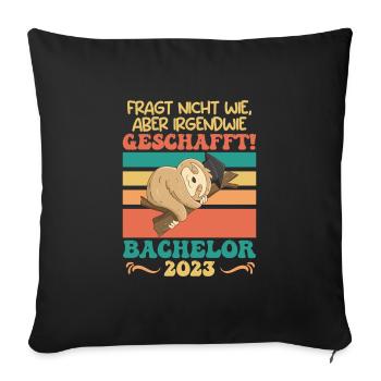 Bachelor 2023 irgendwie geschafft - Sofakissenbezug 45 x 45 cm - Schwarz - Vorne