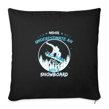 Snowboarder vieil homme - Housse de coussin décorative 45 x 45 cm - noir - Devant