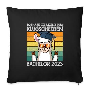 Bachelor 2023 Lizenz zum Klugscheißen - Sofakissenbezug 45 x 45 cm - Schwarz - Vorne