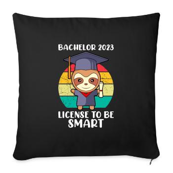 Bachelor 2023 License to Clever Shit Sloth - Sofa pillowcase 17,3'' x 17,3'' (45 x 45 cm) - black - Front