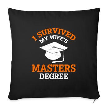Survécu Ma femme a une maîtrise - Housse de coussin décorative 45 x 45 cm - noir - Devant