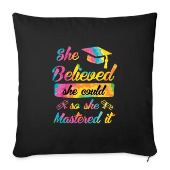Elle a maîtrisé le Master - Housse de coussin décorative 45 x 45 cm - noir - Devant