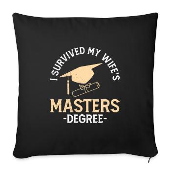 Survécu Ma femme a une maîtrise - Housse de coussin décorative 45 x 45 cm - noir - Devant