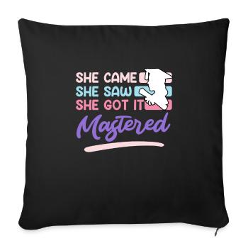 She came she saw her mastered master's degree - Sofa pillowcase 17,3'' x 17,3'' (45 x 45 cm) - black - Front