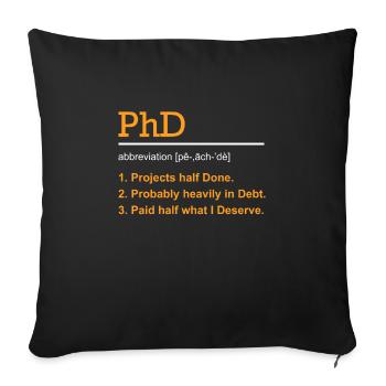 Ph.D Survivant J’ai survécu Docteur Doctorat - Housse de coussin décorative 45 x 45 cm - noir - Devant