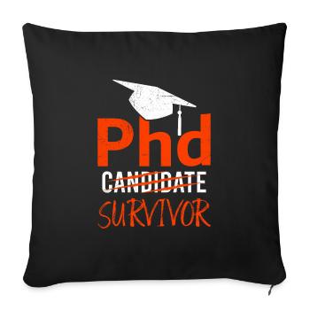 Ph.D J’ai survécu J’ai un doctorat - Housse de coussin décorative 45 x 45 cm - noir - Devant