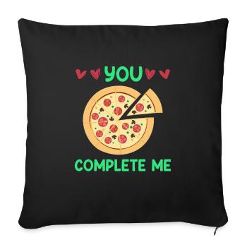 Liebespaar Dinner Date Pizza Liebe Valentinstag - Sofakissenbezug 45 x 45 cm - Schwarz - Vorne