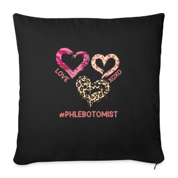 Phlebotomics Dear Nurse Valentine's Day - Sofa pillowcase 17,3'' x 17,3'' (45 x 45 cm) - black - Front